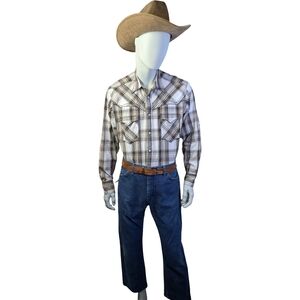 Panhandle Slim Plaid Pearl Snap Western Shirt Men’s Large 100% Cotton